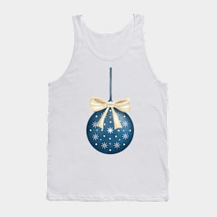 Blue Christmas ornament with golden ribbon Tank Top